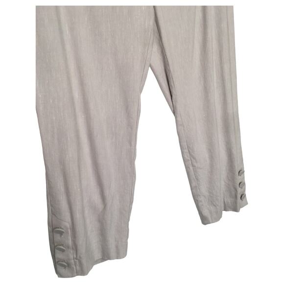 J Jill Pants Womens M Linen Stretch Capri Button Bottom Beachy Cottagecore Gray - Picture 6 of 13